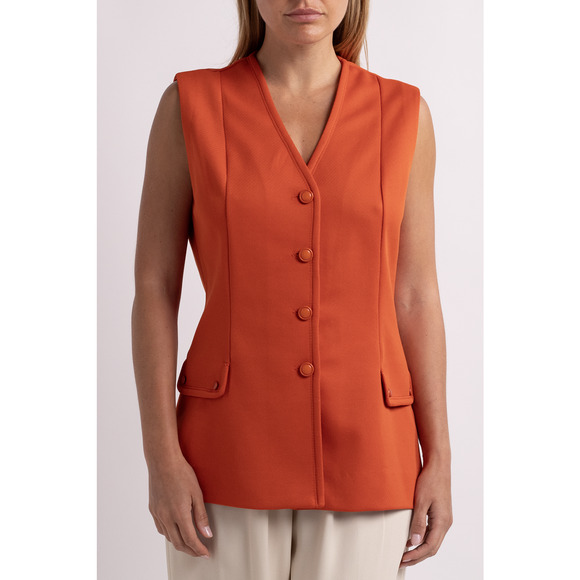 Vintage Orange Button Up Vest - Picture 6 of 6